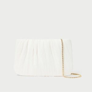 Loeffler Randall Brit White Flat Pleated Clutch